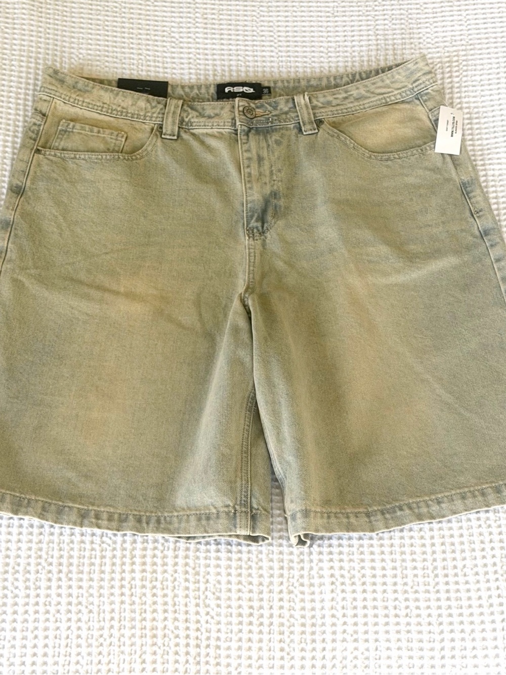 RSQ Nevin Jorts Mens 36 Acid Wash Baggy Skater Y2K Dice Embroidered Denim Shorts